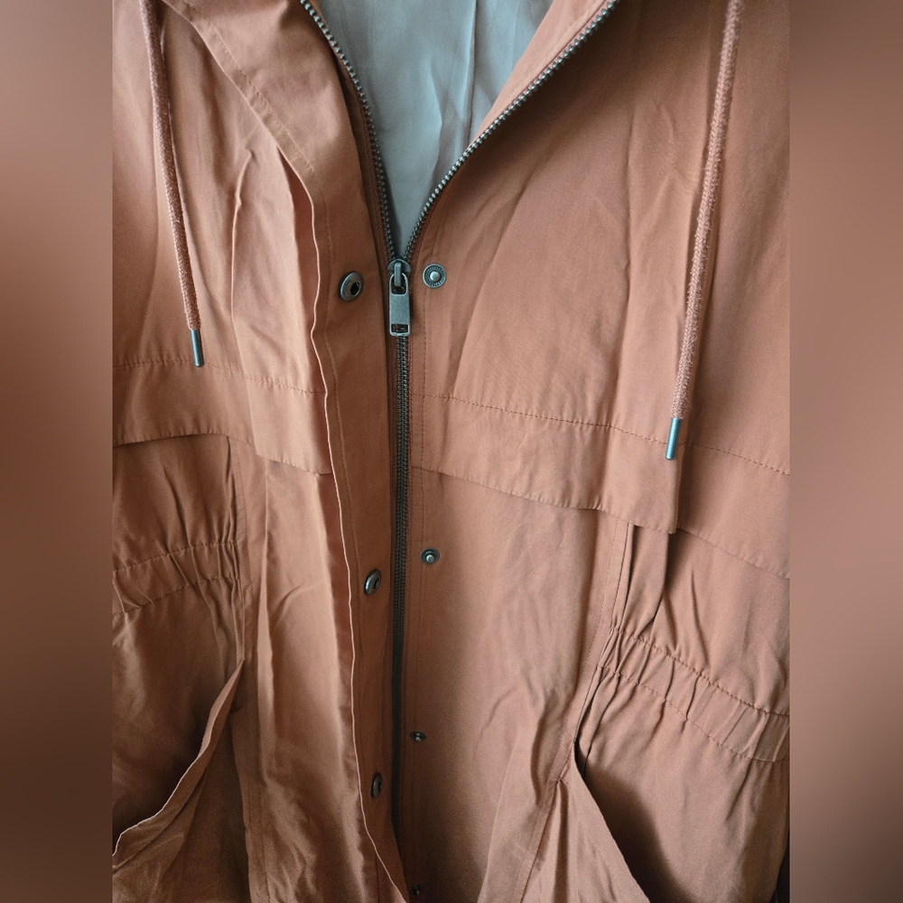 Reitmans XXL Rust Water Resistant Rain Jacket With Detatchable Oversized Hood - Picture 7 of 9